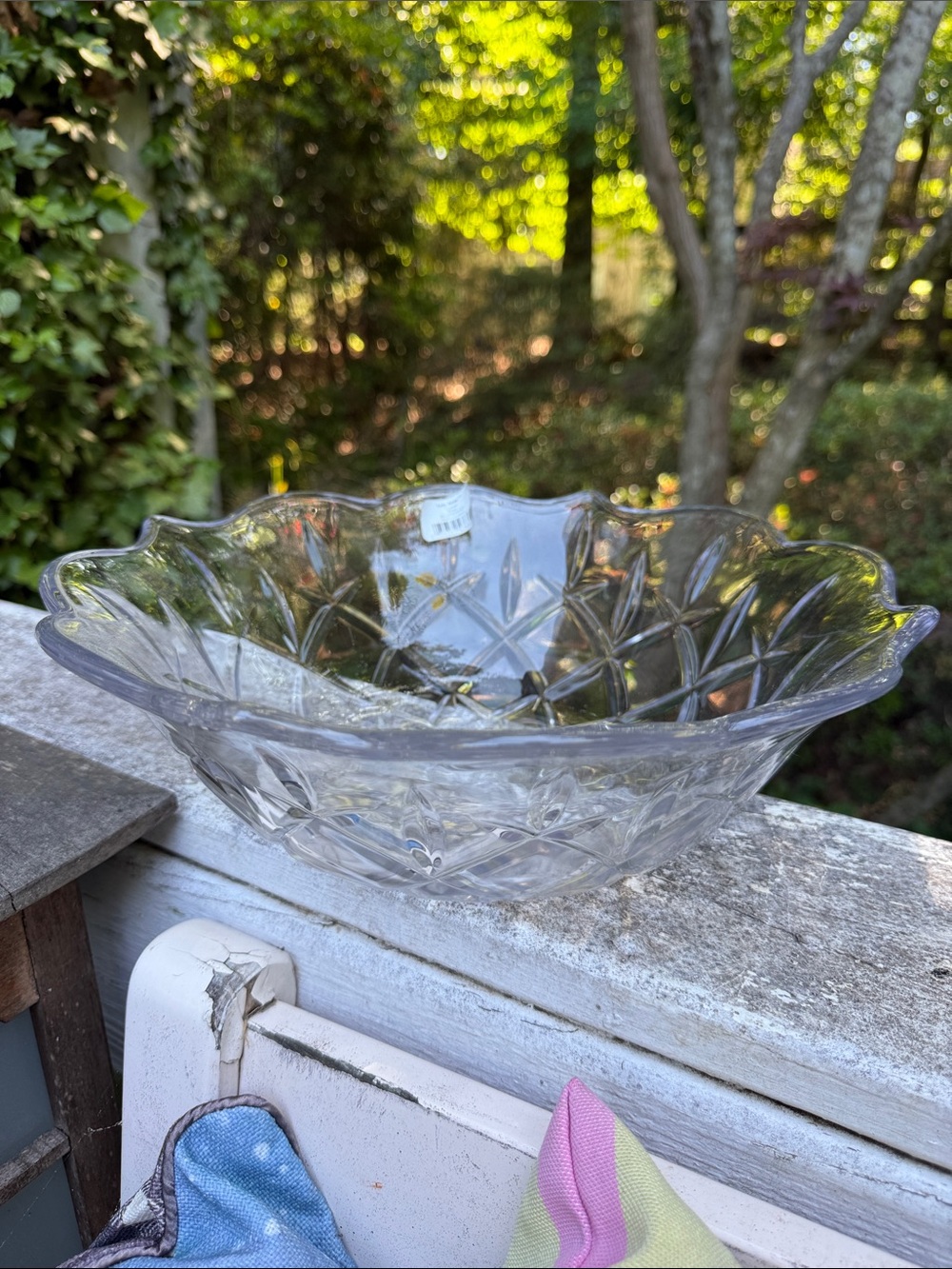 Gorham Lady Anne Crystal Bowl Scalloped Cut-Glass Serving Bowl NWT